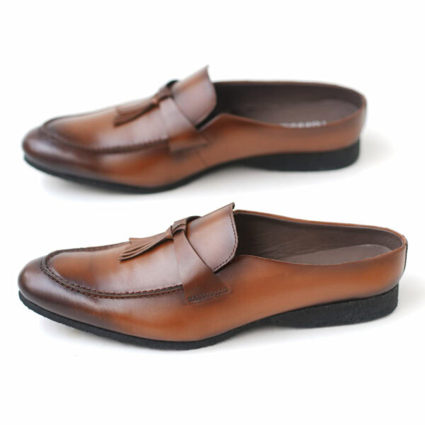 Foreign Trade Versatile Lether Tassel Half Shoe - Brown