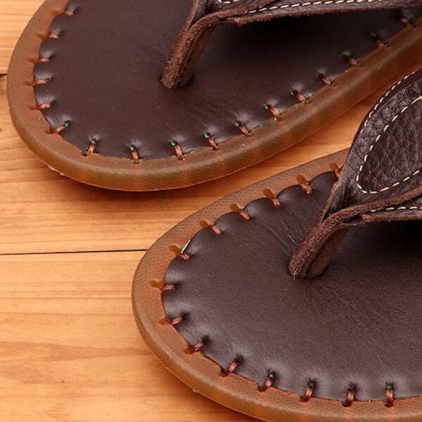 Genuine Leather Soft Surface Flip-flop Sandal - Chocolate