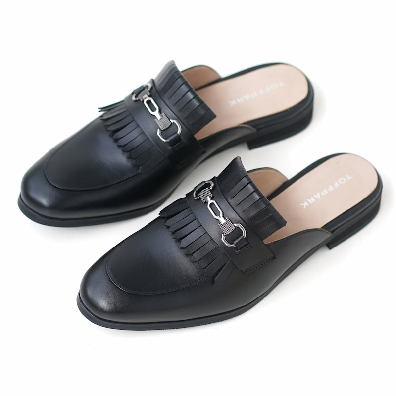 Foreign Trade Versatile Lether Tassel Half Shoe - Black