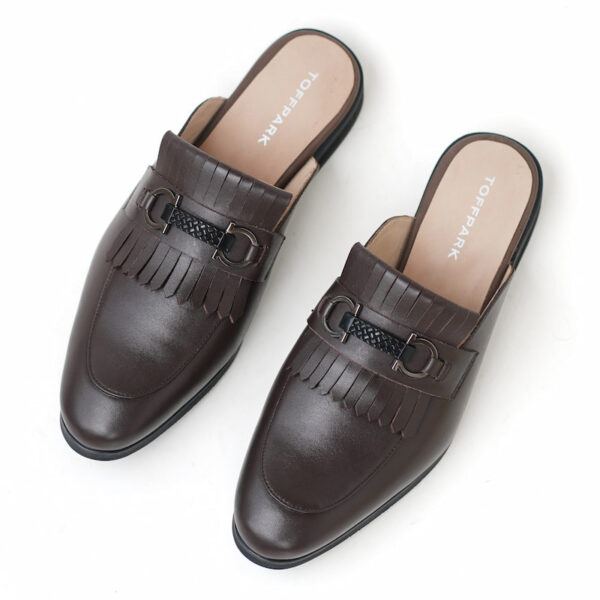 Korean Style Horsebit Lether Half Shoe - Chocolate