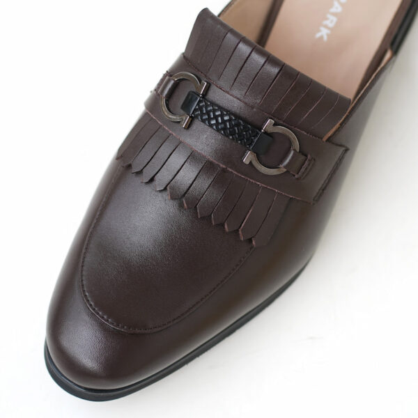 Korean Style Horsebit Lether Half Shoe - Chocolate