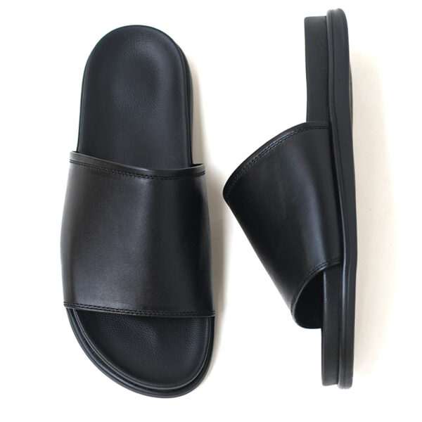 Genuine Leather Outdoor Non-slip Slide Slipper - Black