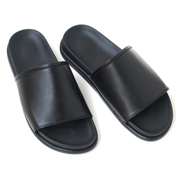 Genuine Leather Outdoor Non-slip Slide Slipper - Black