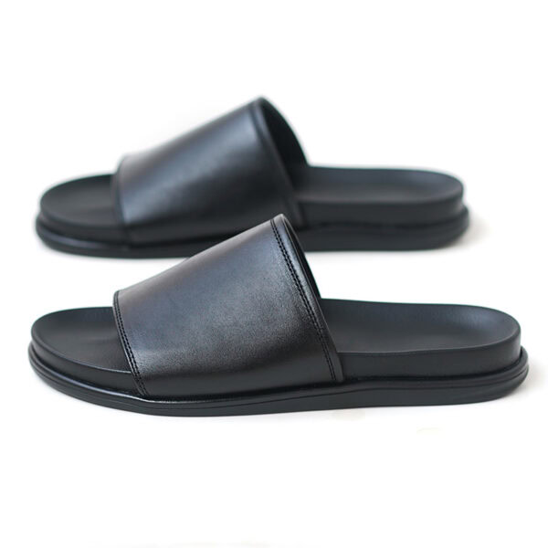 Genuine Leather Outdoor Non-slip Slide Slipper - Black