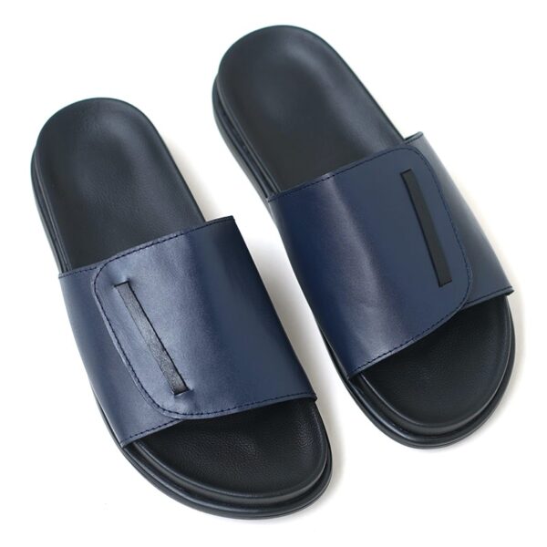 Korean Style Soft-sole Leather Slide Slipper - Blue