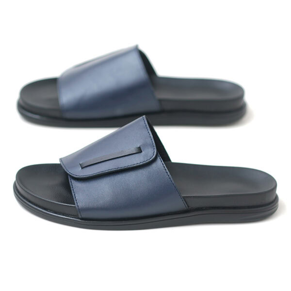 Korean Style Soft-sole Leather Slide Slipper - Blue