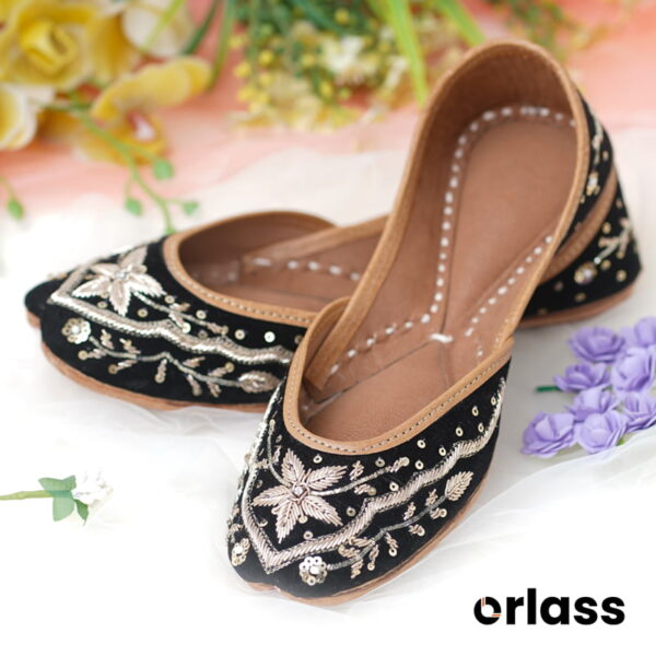 Orlass Angezah Handmade Jutti - Black