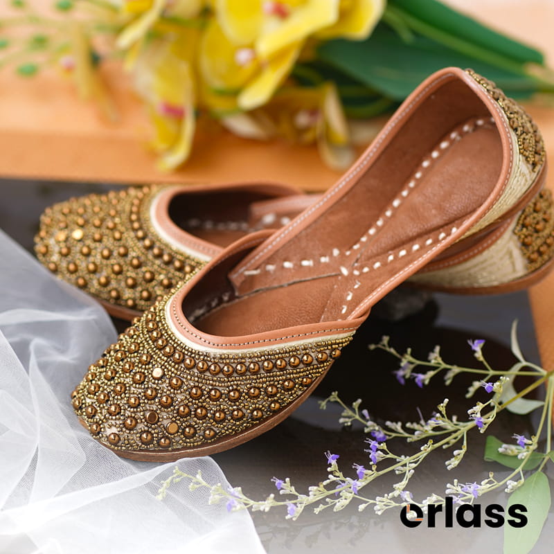 Orlass Charmy Handcrafted Jutti - Light Brown