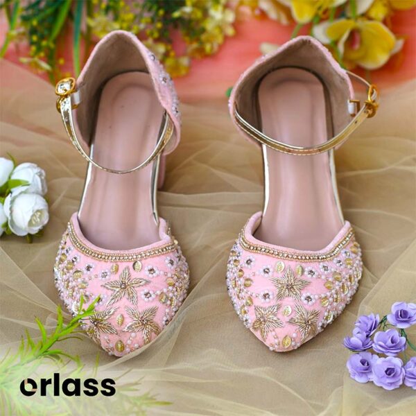 Orlass Sunflower Velvet Belt Mule - Light Pink