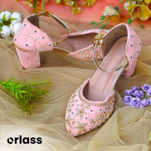 Orlass Sunflower Velvet Belt Mule - Light Pink