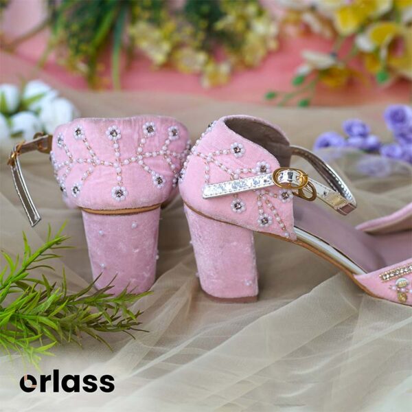 Orlass Sunflower Velvet Belt Mule - Light Pink