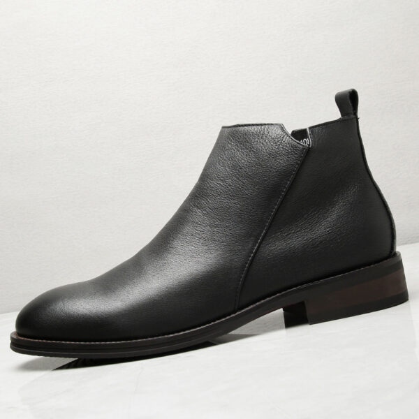 Retro Style Side Zipper Leather Chelsea Boot - Black