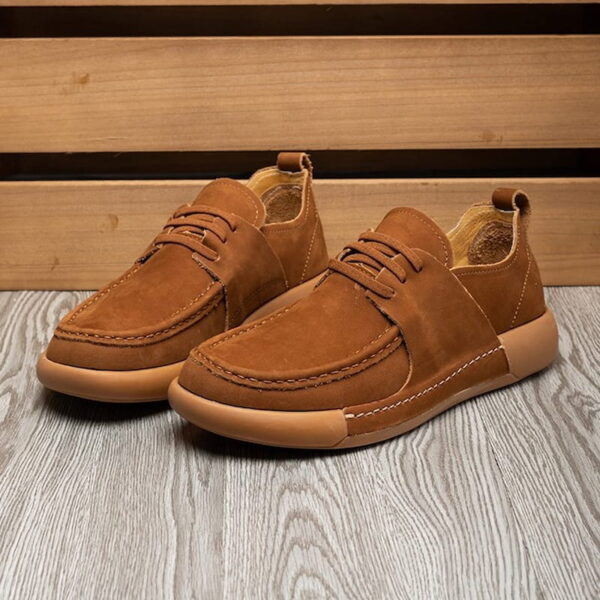 Round Head All Match Soft Leather Casual Shoe - Brown