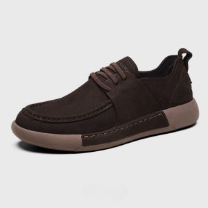 Round Head All Match Soft Leather Casual Shoe – Coffee