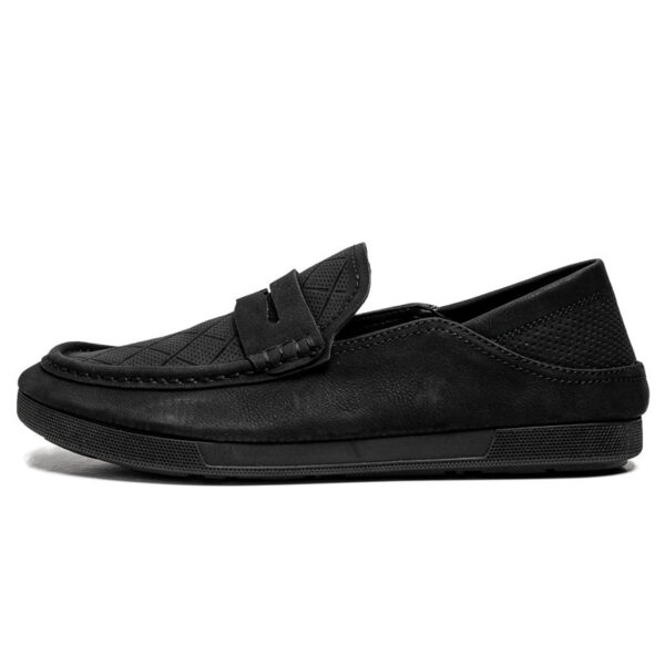 Round Head Lightweight Leather Penny Loafer - Black