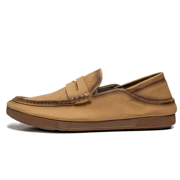 Round Head Lightweight Leather Penny Loafer - Light Brown