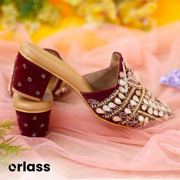 Orlass Aashni Soft Surface Heel Mule - Maroon