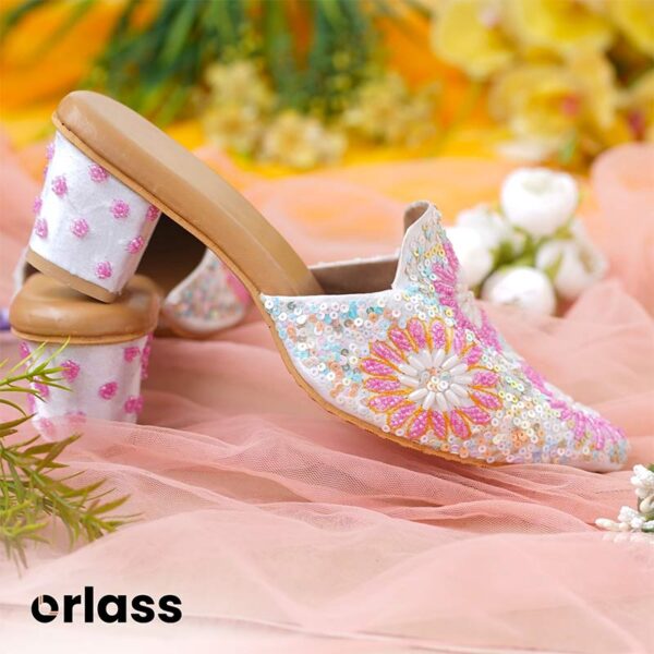 Orlass Anahita Multi-toned Heel Mule - White