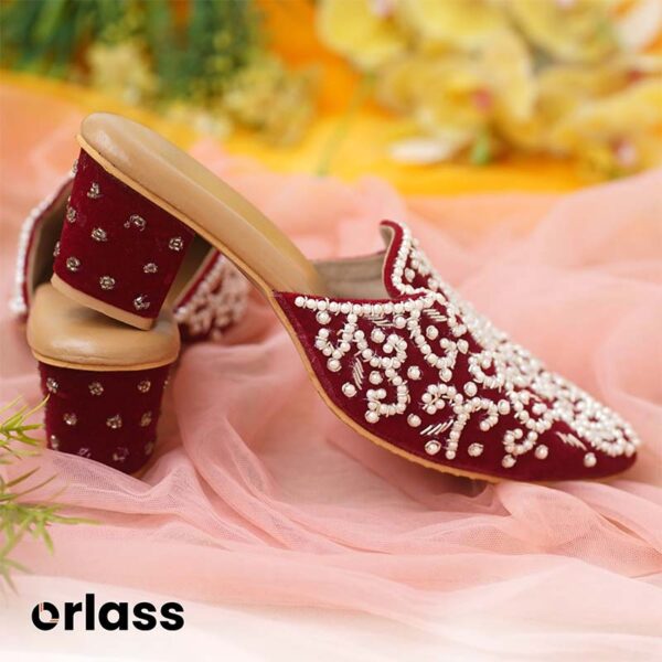 Orlass Blush Designer Heel Mule - Maroon