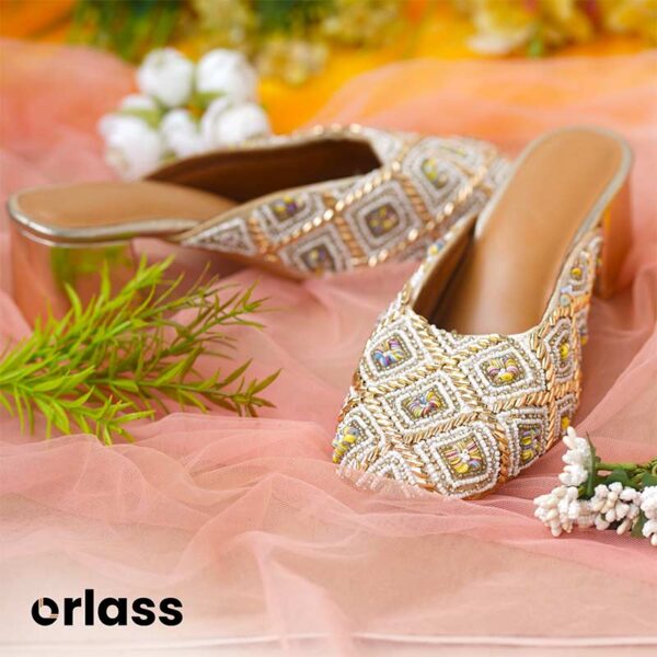 Orlass Clover Round Toe Heel Mule - White