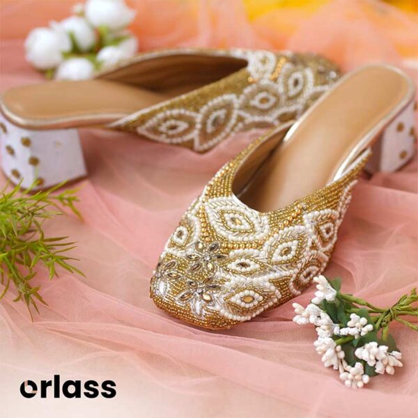 Orlass Cobalt Round Toe Heel Mule - Golden