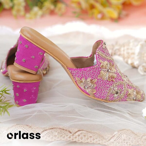 Orlass Rosette Designer Heel Mule - Pink