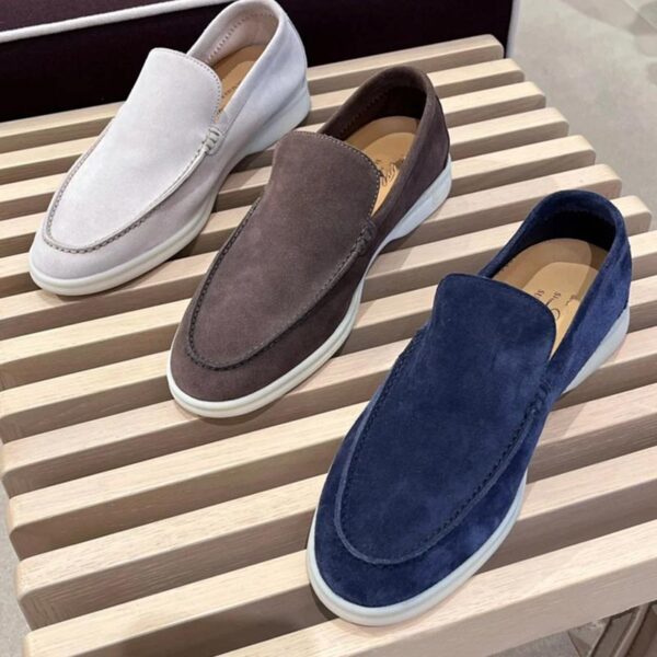 All Match Soft Bottom Suede Leather Loafer - Blue