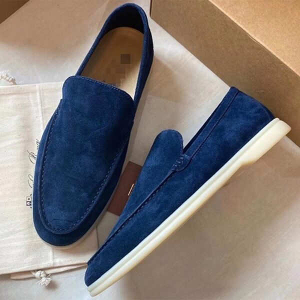 All Match Soft Bottom Suede Leather Loafer - Blue