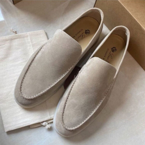 All Match Soft Bottom Suede Leather Loafer - Khaki