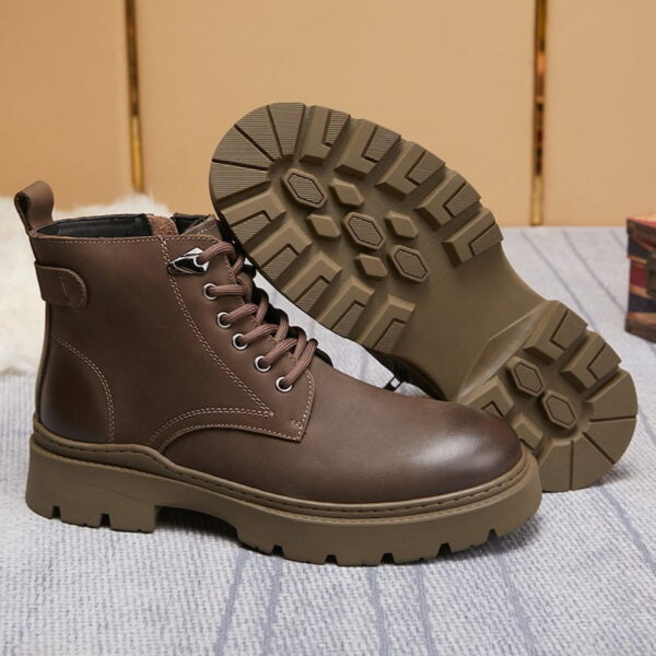 American Retro Zipper Leather Martin Boot - Gray