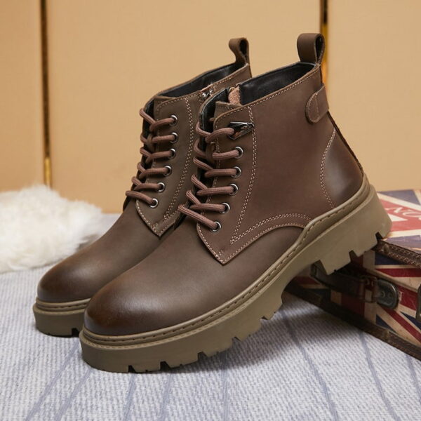 American Retro Zipper Leather Martin Boot - Gray