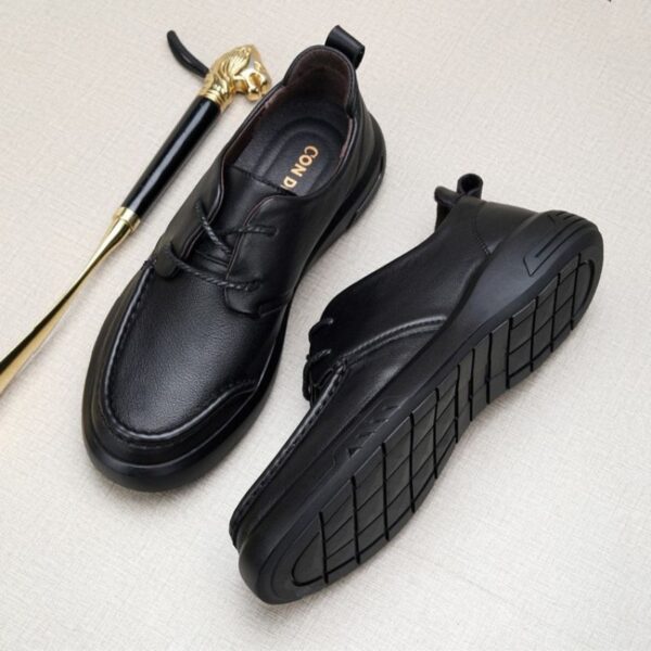 Breathable Soft Leather Driving Casual Shoe - Black