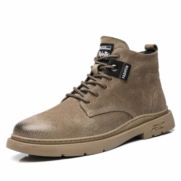 British Style Mid-cut Leather Martin Boot - Khaki