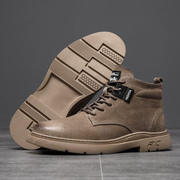 British Style Mid-cut Leather Martin Boot - Khaki