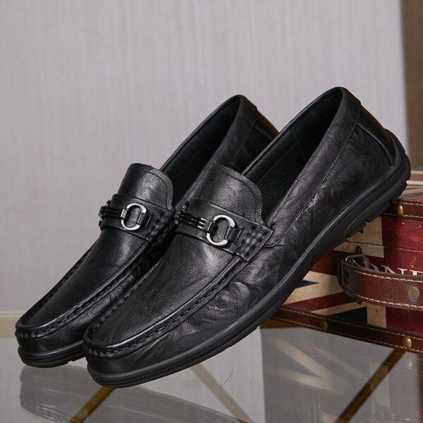 Embossed Leather Cozy Horsebit Loafer - Black