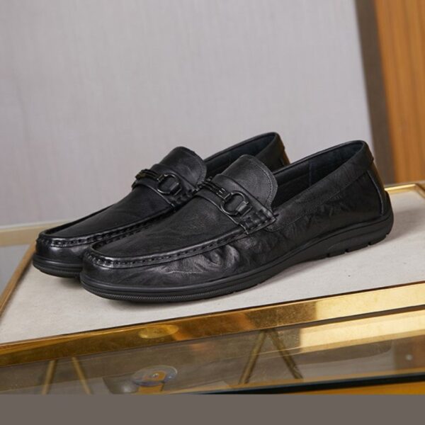 Embossed Leather Cozy Horsebit Loafer - Black