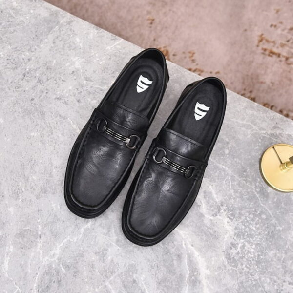 Embossed Leather Cozy Horsebit Loafer - Black