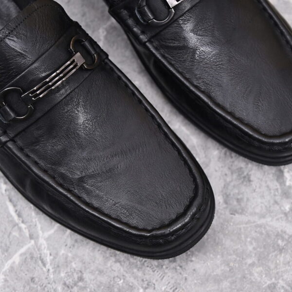 Embossed Leather Cozy Horsebit Loafer - Black