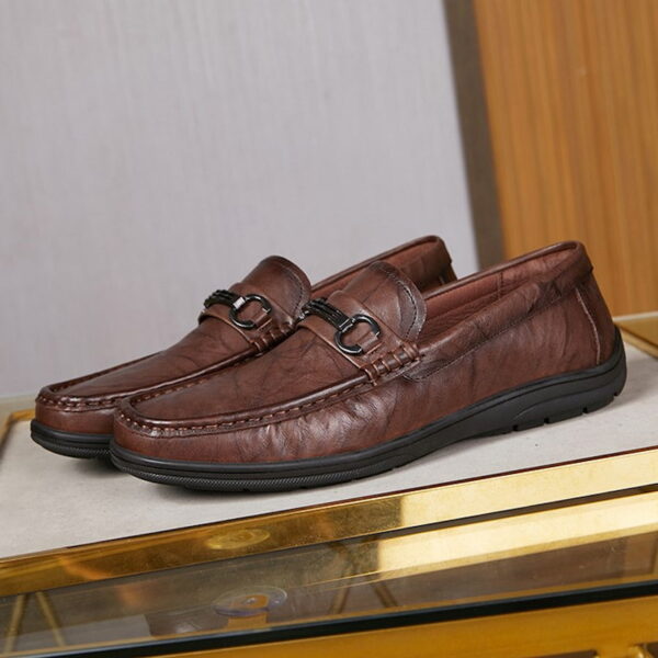 Embossed Leather Cozy Horsebit Loafer - Brown