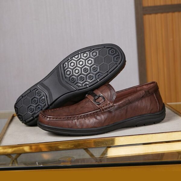 Embossed Leather Cozy Horsebit Loafer - Brown