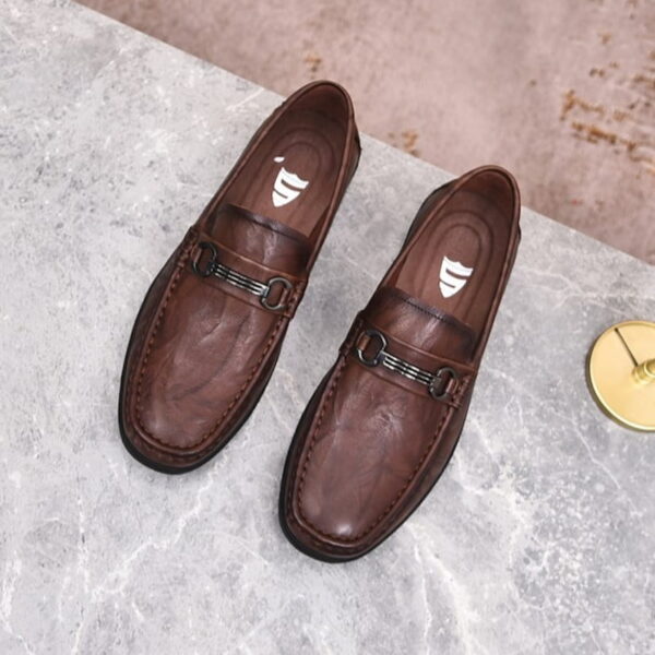 Embossed Leather Cozy Horsebit Loafer - Brown