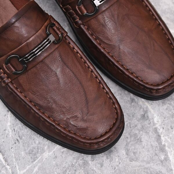 Embossed Leather Cozy Horsebit Loafer - Brown