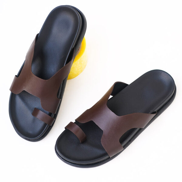 Flat Bottom Comfy Leather Outdoor Sandal - Chocolate