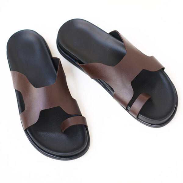 Flat Bottom Comfy Leather Outdoor Sandal - Chocolate