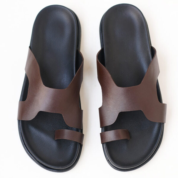 Flat Bottom Comfy Leather Outdoor Sandal - Chocolate