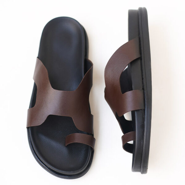 Flat Bottom Comfy Leather Outdoor Sandal - Chocolate