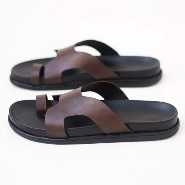 Flat Bottom Comfy Leather Outdoor Sandal - Chocolate