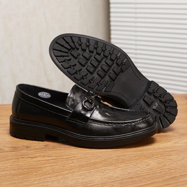 Horsebit Breathable Slip-on Leather Formal Shoe - Black