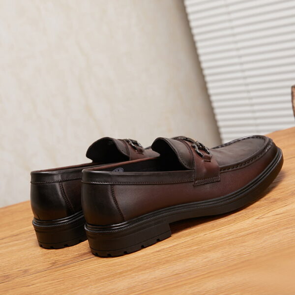 Horsebit Breathable Slip-on Leather Formal Shoe - Brown