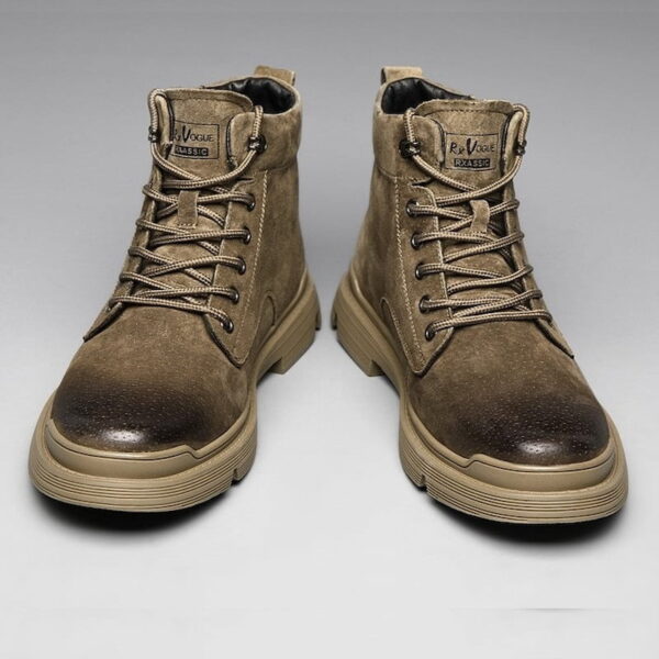 Korean Trend Zipper Leather Martin Boot - Army Green